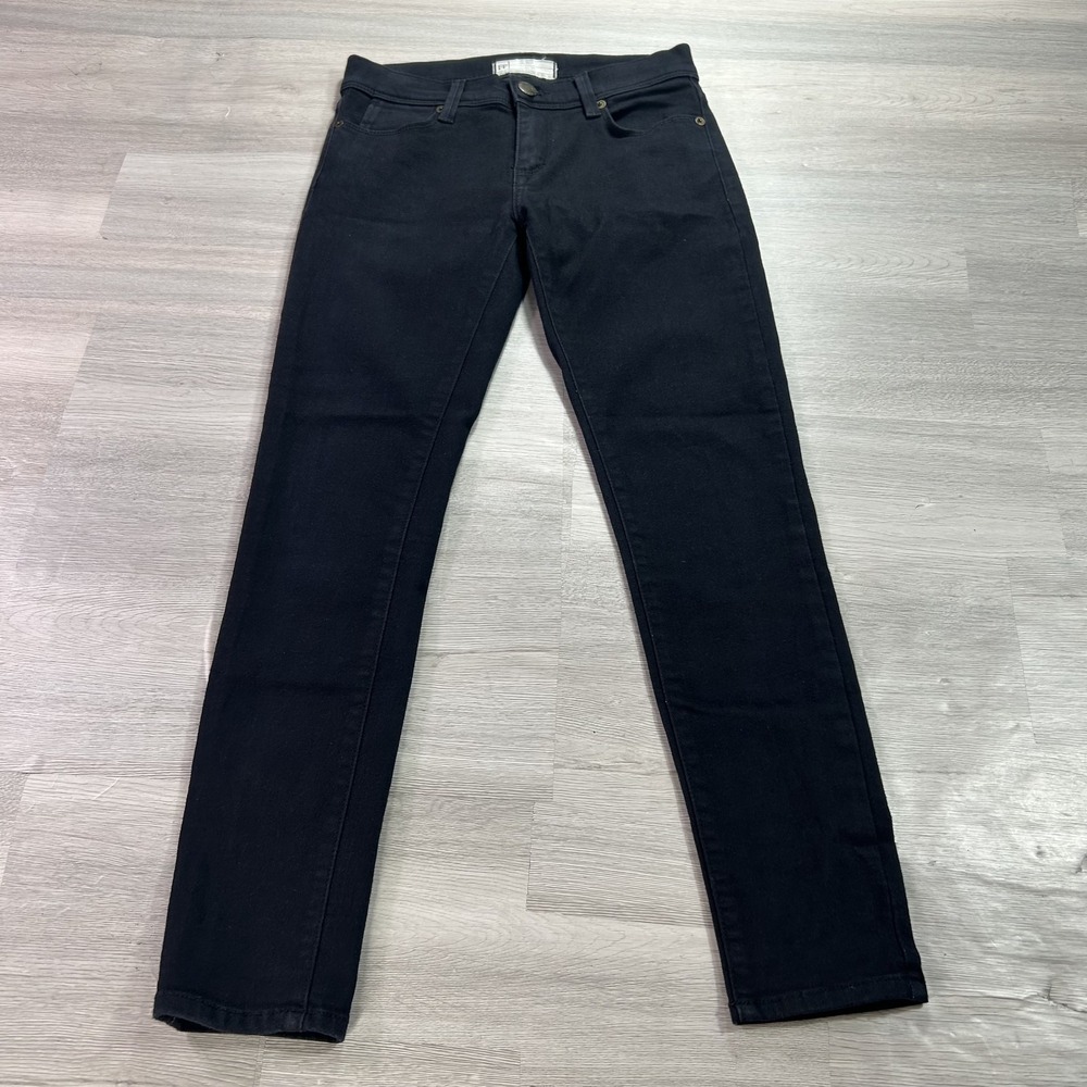 Free People Jeans Womens 25x26 Black Dark Wash Mid Rise Skinny Stretch Denim